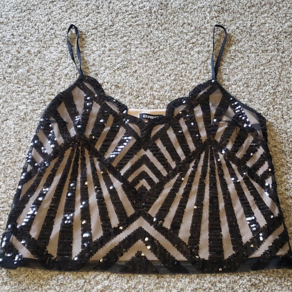 Express Sequined Cropped Tank